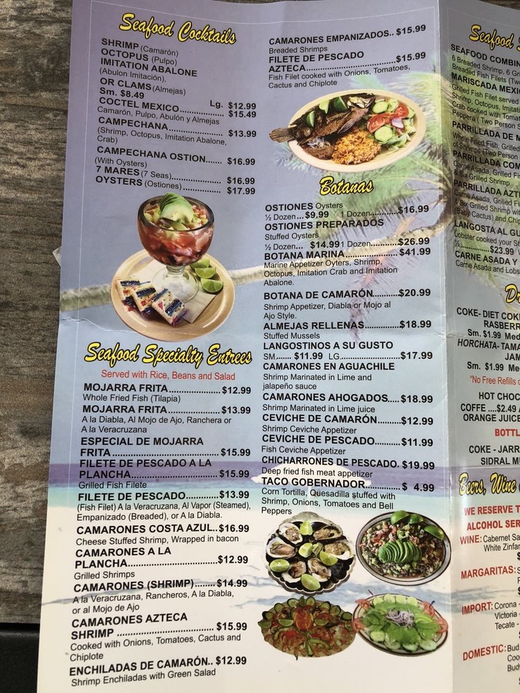 Menu page featuring tacos and burritos.