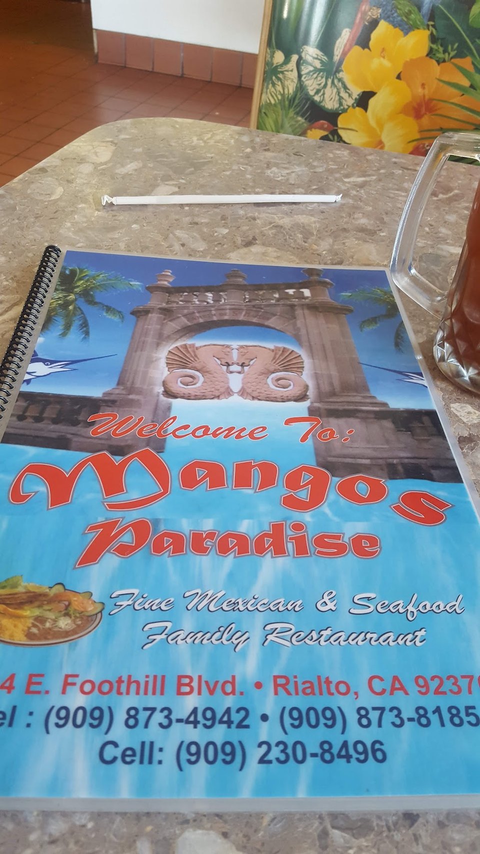 Seafood-focused menu with simple category headings.